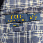 CHEMISE POLO Ralph Lauren homme XL Slim Fit Bleu Blanc SANS LOGO 💙