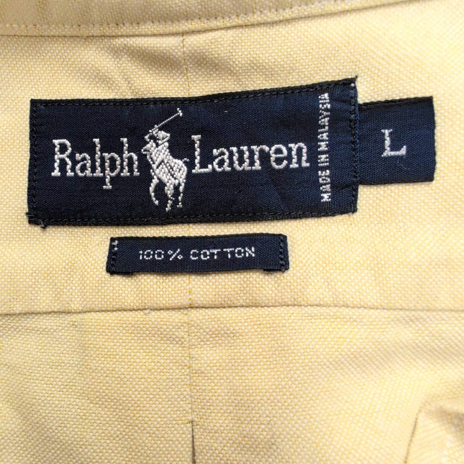 Chemise Shirt Ralph Lauren Jaune Vintage Button Down Manches Courtes L