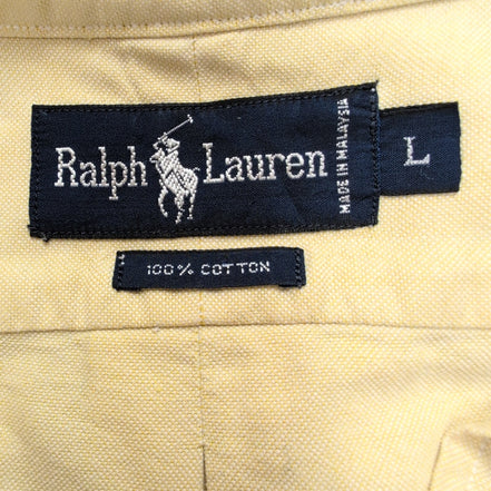 Chemise Shirt Ralph Lauren Jaune Vintage Button Down Manches Courtes L