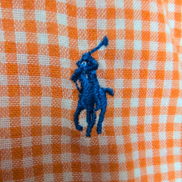 Chemise Polo Ralph Lauren L Flanelle Orange Custom Fit Shirt Button Down Chaude
