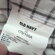 Chemise Old Navy blanche à carreaux gris taille M #151e