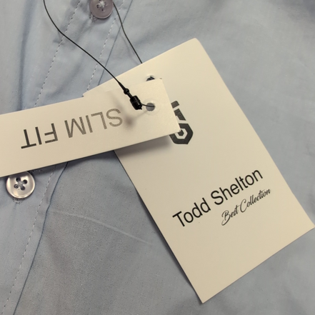 Chemise Todd Shelton M Neuve Étiquette Slim Fit 100% Coton Bleu Unie