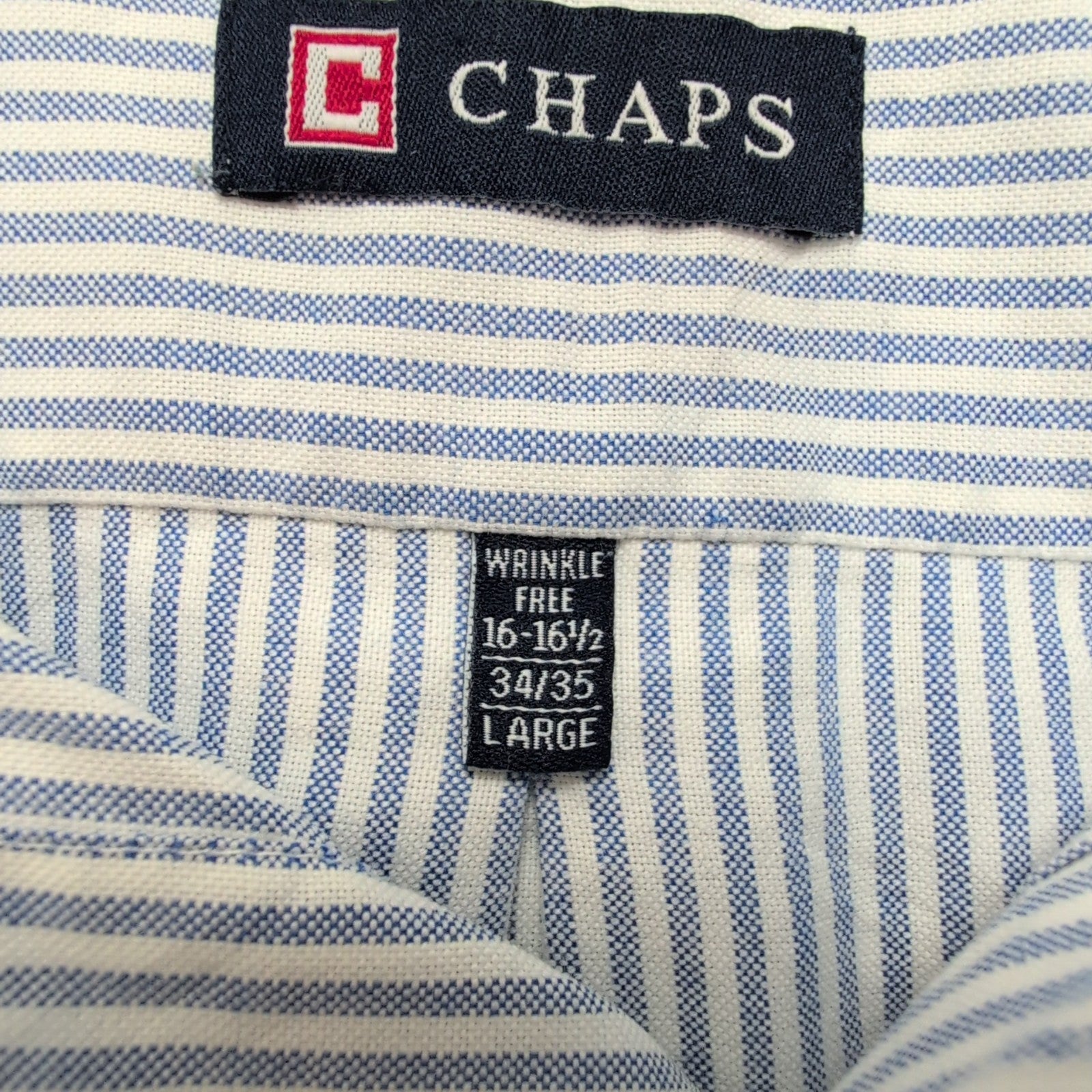 Chemise Chaps bleu à rayures coton Oxford manches longues 1 poche L XL