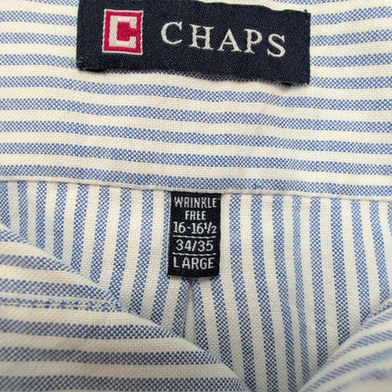 Chemise Chaps bleu à rayures coton Oxford manches longues 1 poche L XL