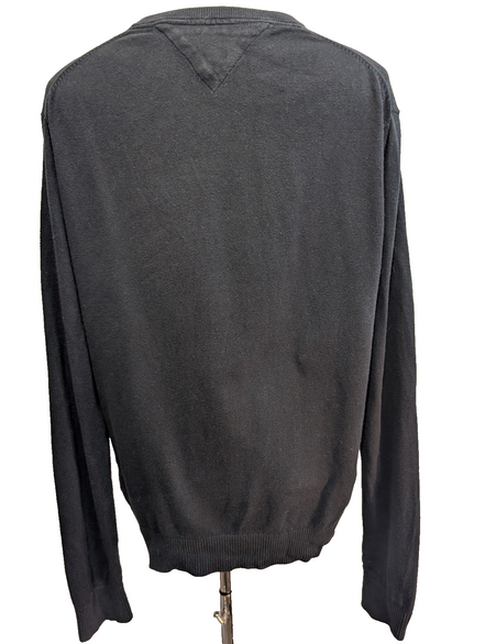 Pull Tommy Hilfiger Homme Col V Noir Coton et Cachemire - Taille XXL