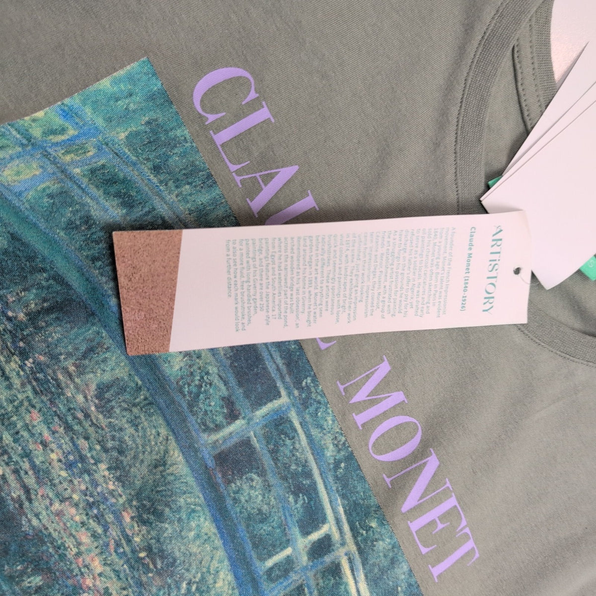 T-shirt Artistory S Claude Monet The Water Lily Pond Vert Neuf Étiquette