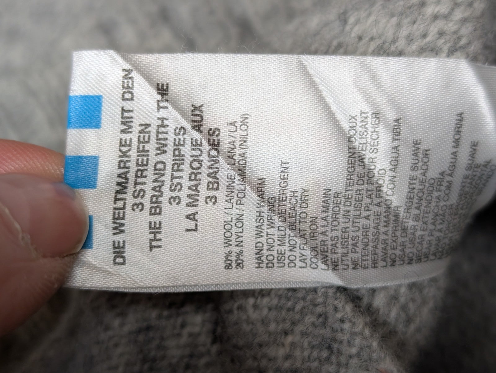 Pull ADIDAS Vintage Col Zippé 80% Laine Gris Logo Brodé Femme Taille L