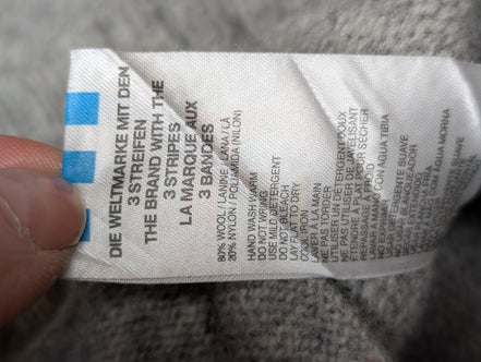 Pull ADIDAS Vintage Col Zippé 80% Laine Gris Logo Brodé Femme Taille L