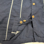 Chemise Hawaïenne Style Cuba Panama M Bleu Rayures Lin Coton Boutons Bois