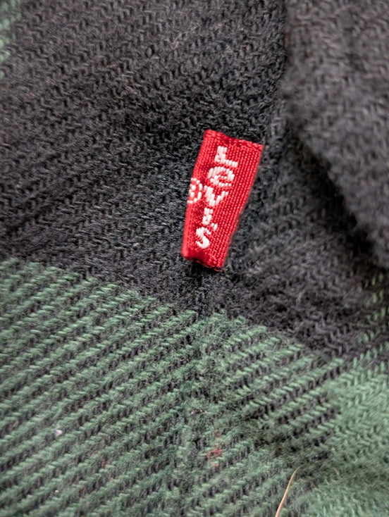 🔥 Chemise LEVI'S Flanelle Épaisse à Carreaux Vert et Noir Manches Longues T.L