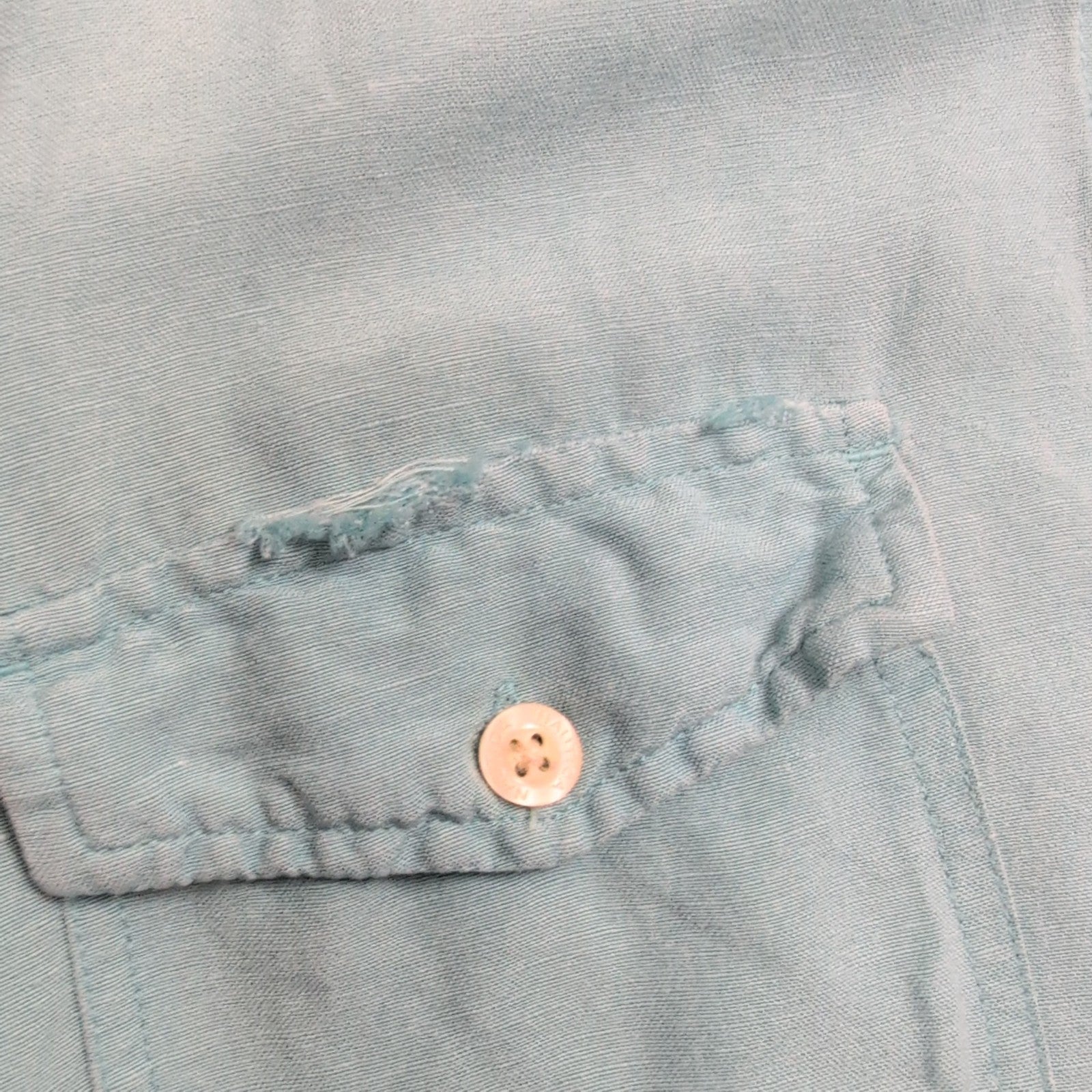 Chemise Nautica Lin Rayonne L Vert Pâle Manches Courtes Logo Brodé Vintage
