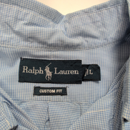 Chemise Ralph Lauren L Custom Fit Carreaux Bleu Logo Rose Button Down Shirt