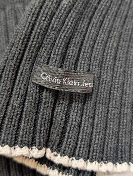 Pull Col Rond Calvin Klein Rouge & Bleu Marine Maille Gaufrée - Taille XL