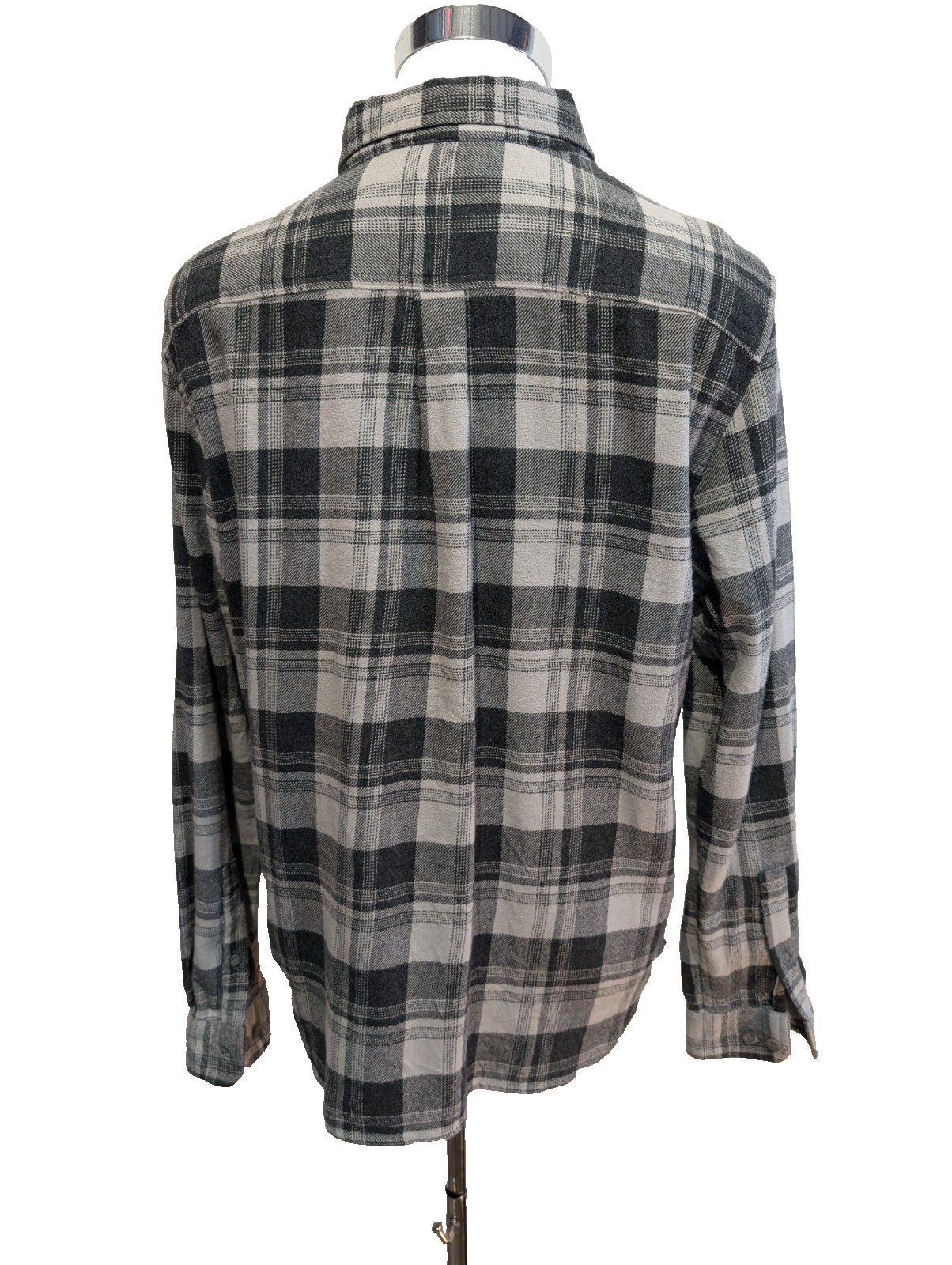 🌲 EDDIE BAUER L Flanelle Coton Stretch Carreaux Gris |297S