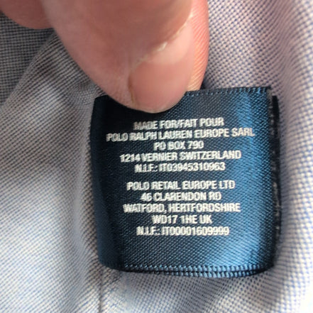 Chemise Ralph Lauren XL 18-20 Ans Bleu Big Pony Manches Courtes