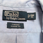 Chemise Ralph Lauren 2X Big XXL XXXL Lin Coton Bleue Logo Jaune Manches Courtes
