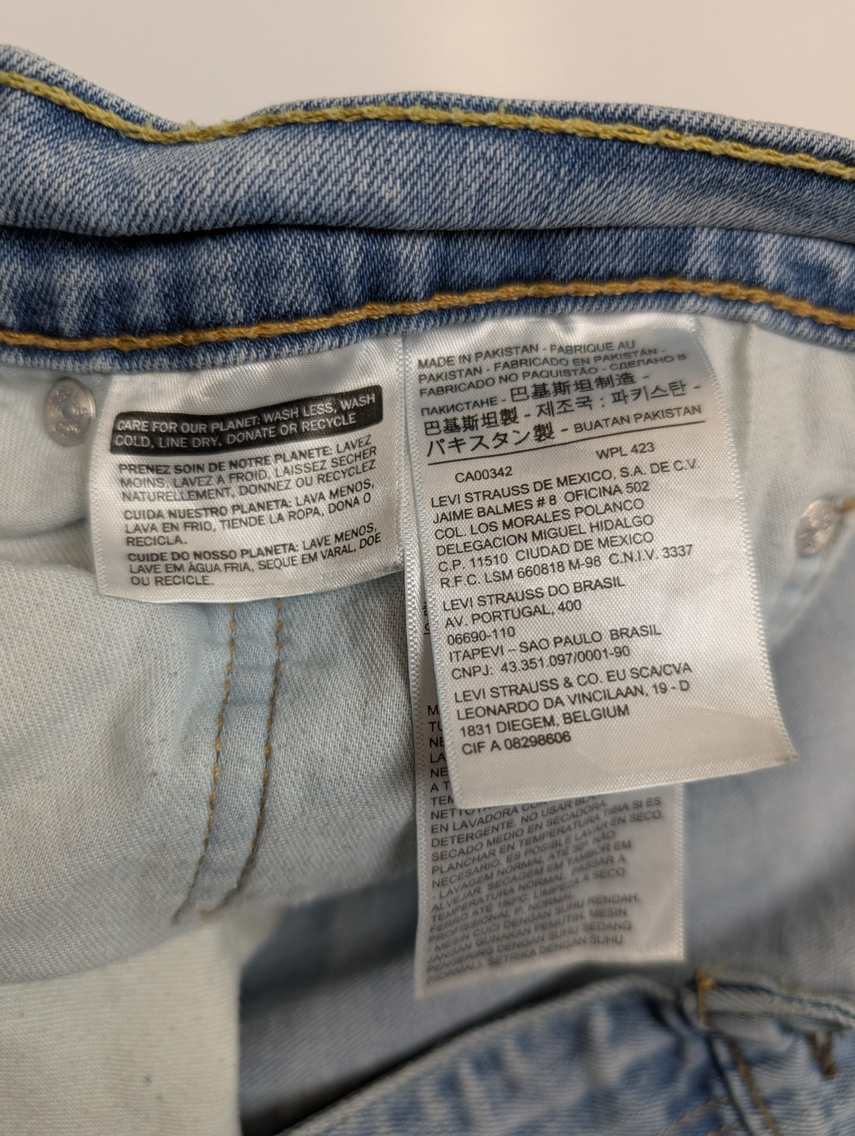 Jean Levi's 511 Slim Fit Homme W36 L32 Bleu Clair Stretch Vintage Denim