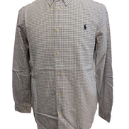 Ralph Lauren Chemise Homme M/L Rose Blanc Carreaux Gingham Manches Longues Custo