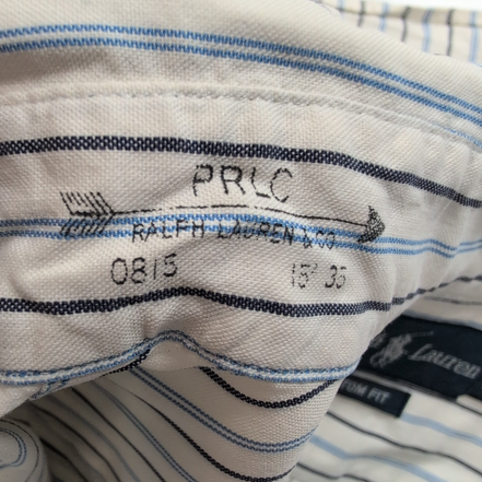 Chemise Ralph Lauren XL Custom Fit Bleu Blanc Rayures Shirt Button Down Coton