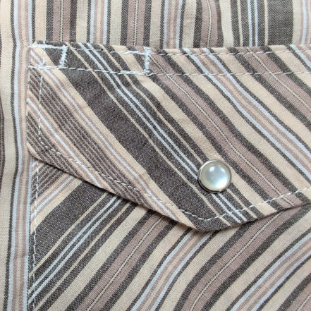 Chemise Wrangler Western Manches Longues à Rayures Crème et Poches Taille M