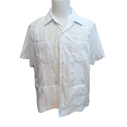 Chemise Hawaïenne Class One Blanc Style Cuba Panama 4 Poches Taille L