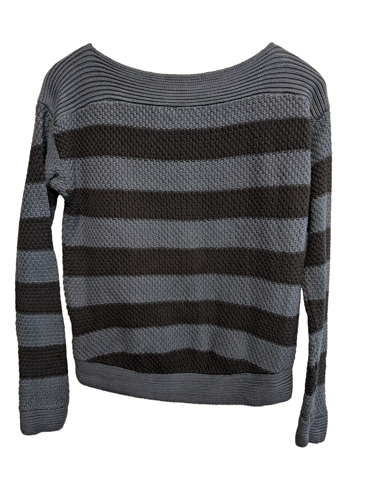 Pull Lauren Ralph Lauren femme S gris noir rayures grosse maille coton
