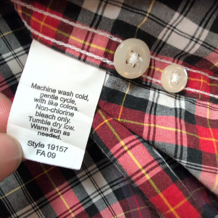 Chemise J.Crew L XL Bleu Rouge Carreaux 100% Coton Poche manches longues