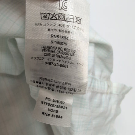 Chemise Patagonia XL Vert Carreaux Coton Organique Manches courtes