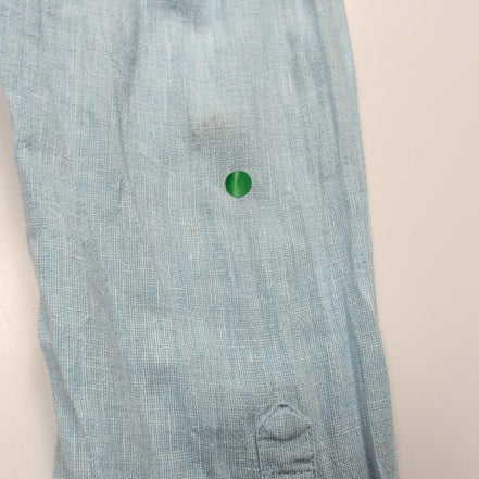 Chemise Penguin L Bleu Clair Uni Lin Coton Manches Retractables