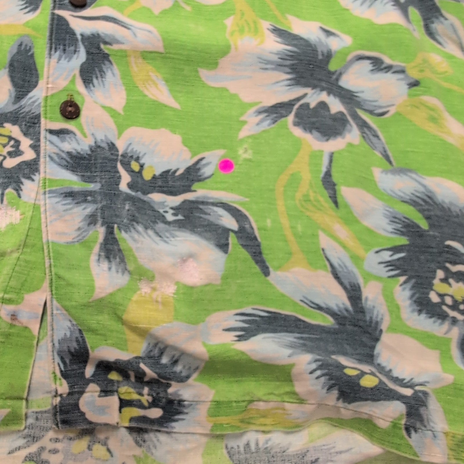 Chemise Hawaïenne Nautica 55% Lin 45% Rayonne Verte Taille L manches courtes