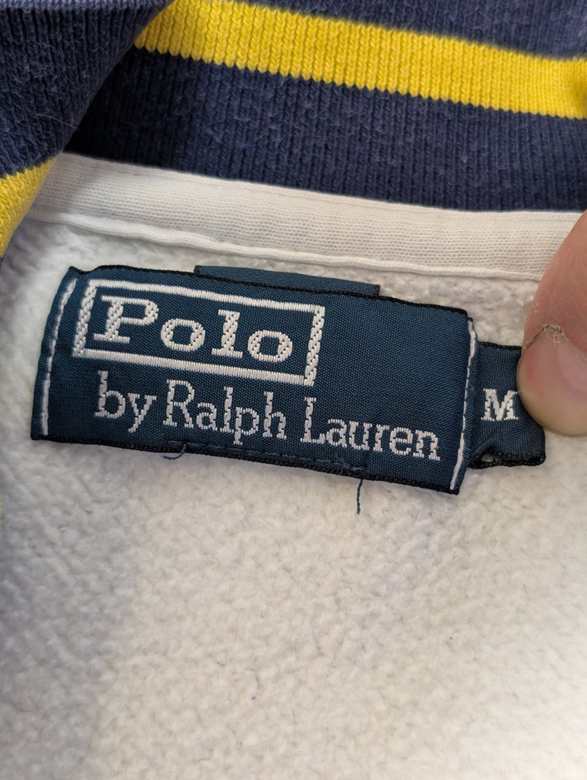 Pull Polo Ralph Lauren M Cricket Club Blanc Bleu Quart Zip 2 Poches