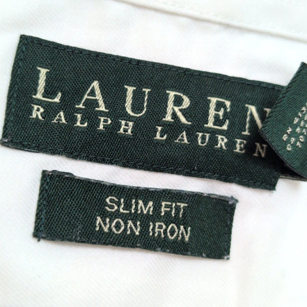 Chemise Lauren Ralph Lauren Slim Fit L XL Blanche 100% Coton Manches longues