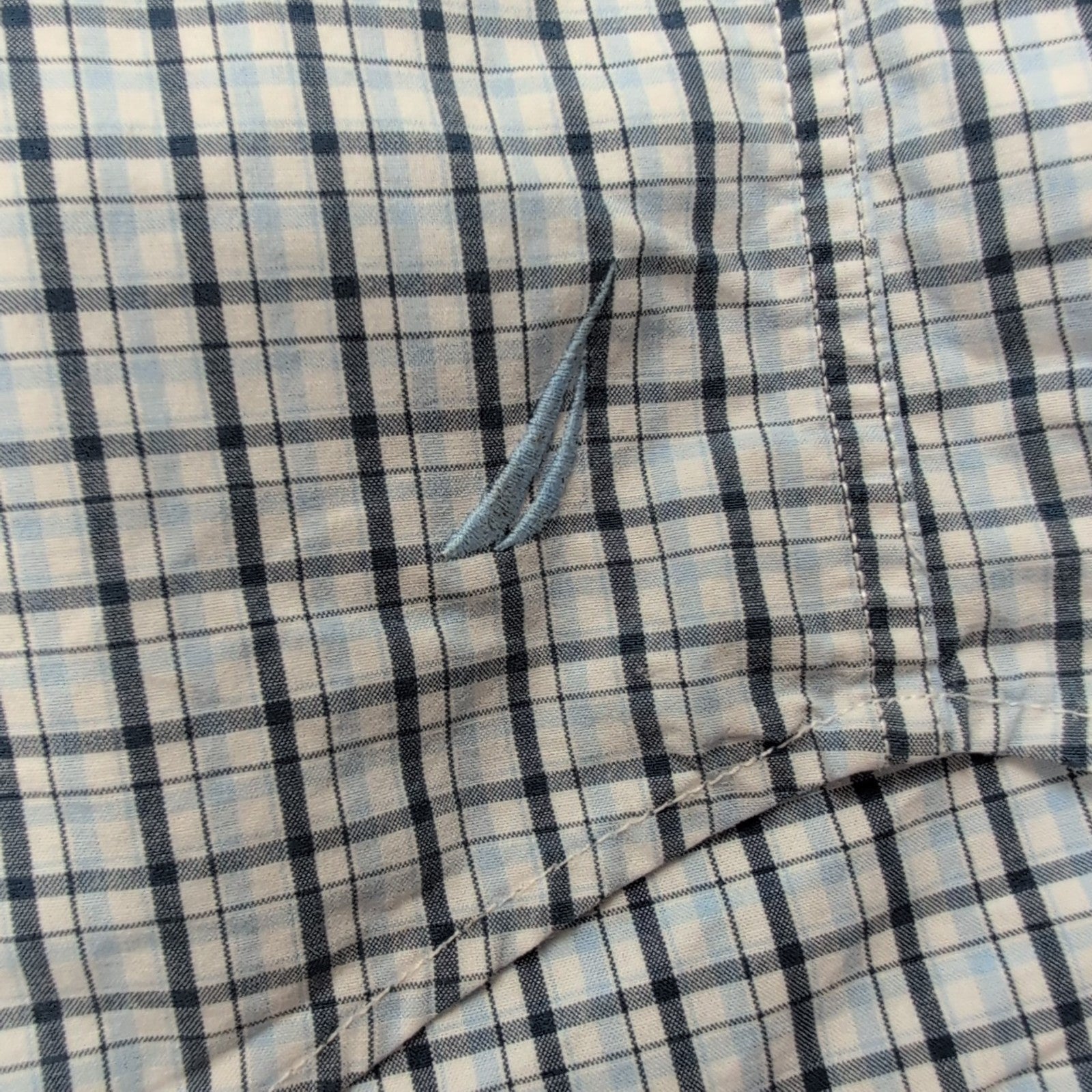 Chemise Nautica L Bleu Carreaux 100% Coton Logo Manches Courtes