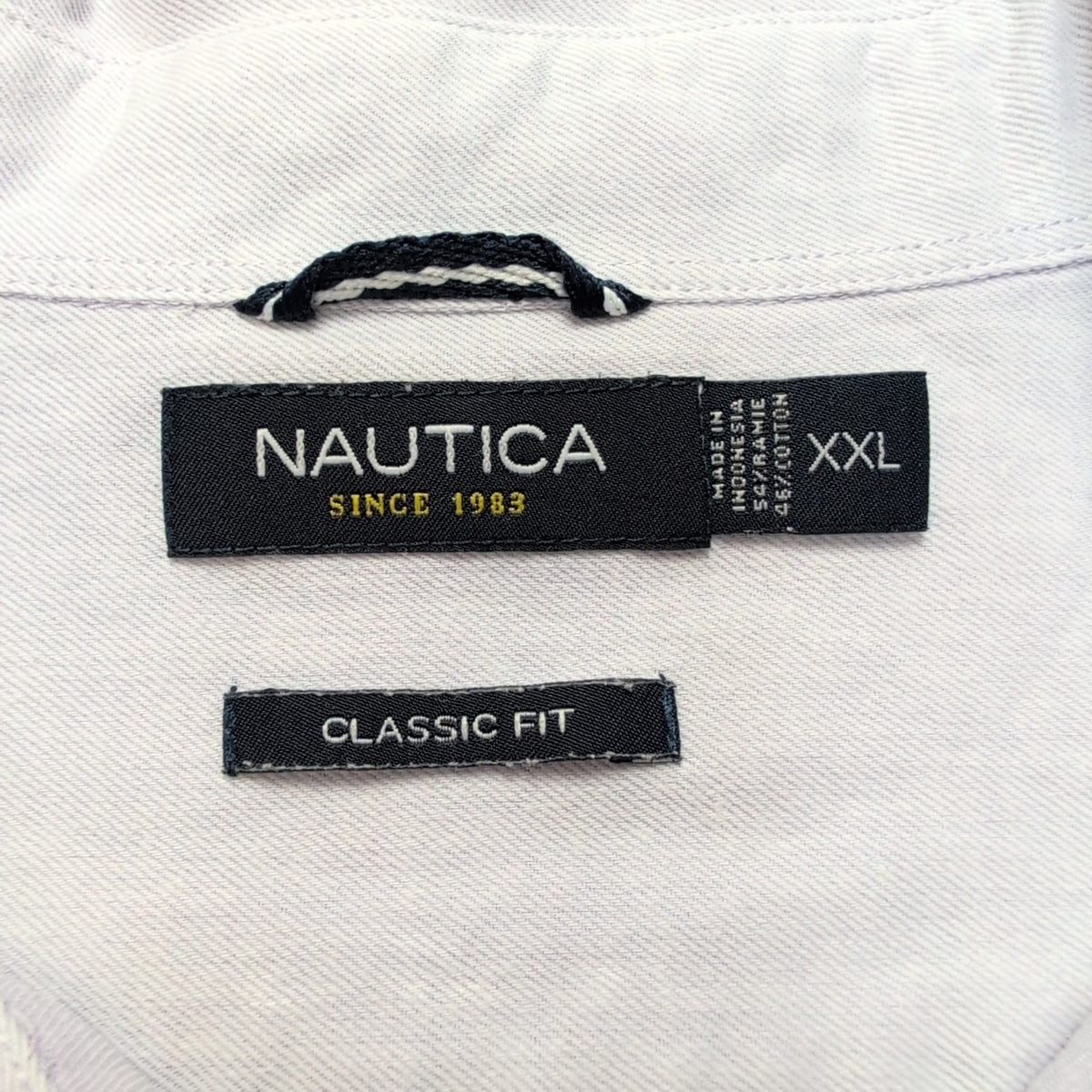 Chemise Nautica Classic Fit XXL Lilas Ramie (Lin) Coton Manches Courtes