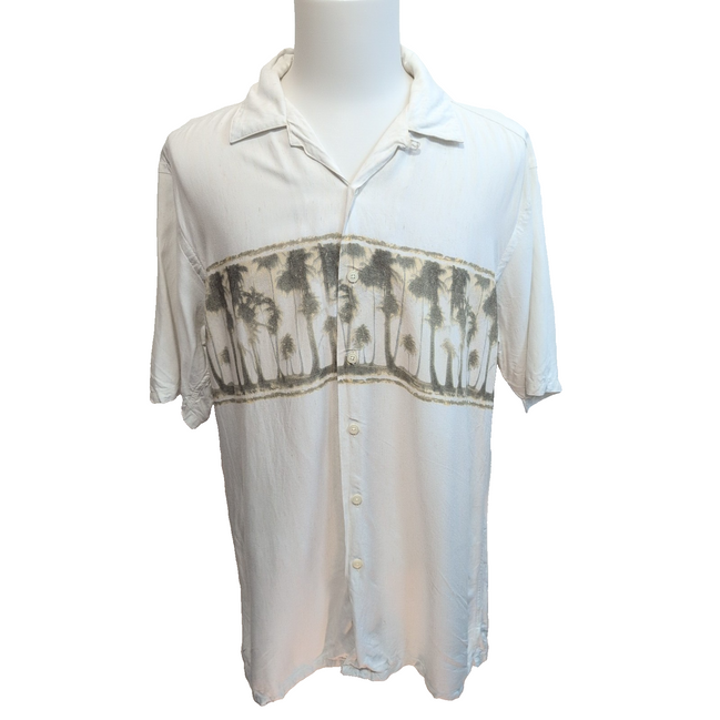 Chemise Hawaïenne Nautica XL Rayonne Palmier Beige manches courtes