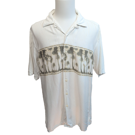 Chemise Hawaïenne Nautica XL Rayonne Palmier Beige manches courtes