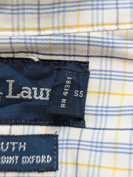 Chemise Polo Ralph Lauren Shirt Yarmouth XL XXL Pinpoint Oxford Jaune Bleu 