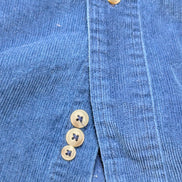 Chemise EDDIE BAUER T.L TALL Velours Côtelé Bleu Vtg Poches Boutons Cachés