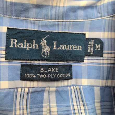 Chemise Ralph Lauren Blake M Bleu Blanc Carreaux Manches Courtes