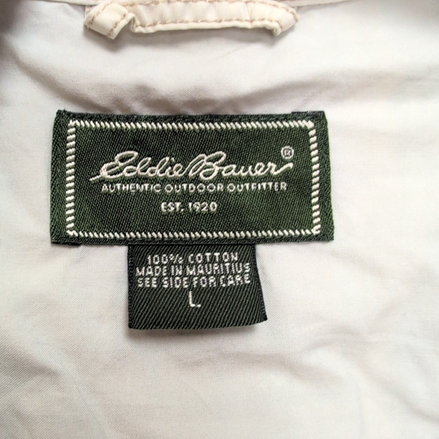 Chemise Eddie Bauer crème à carreaux 2 poches boutons à pression taille L #216e