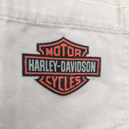 Chemise Harley Davidson L Sans Manches Crème Coton Logo Dos Poche