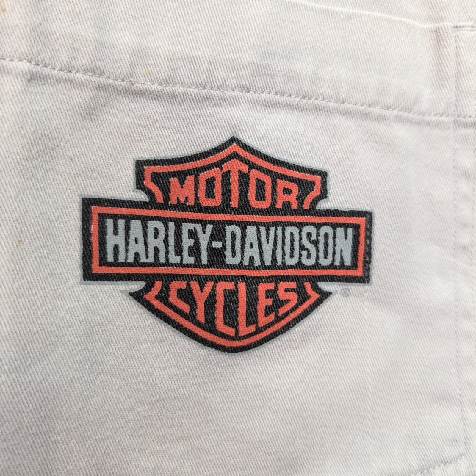 Chemise Harley Davidson L Sans Manches Crème Coton Logo Dos Poche