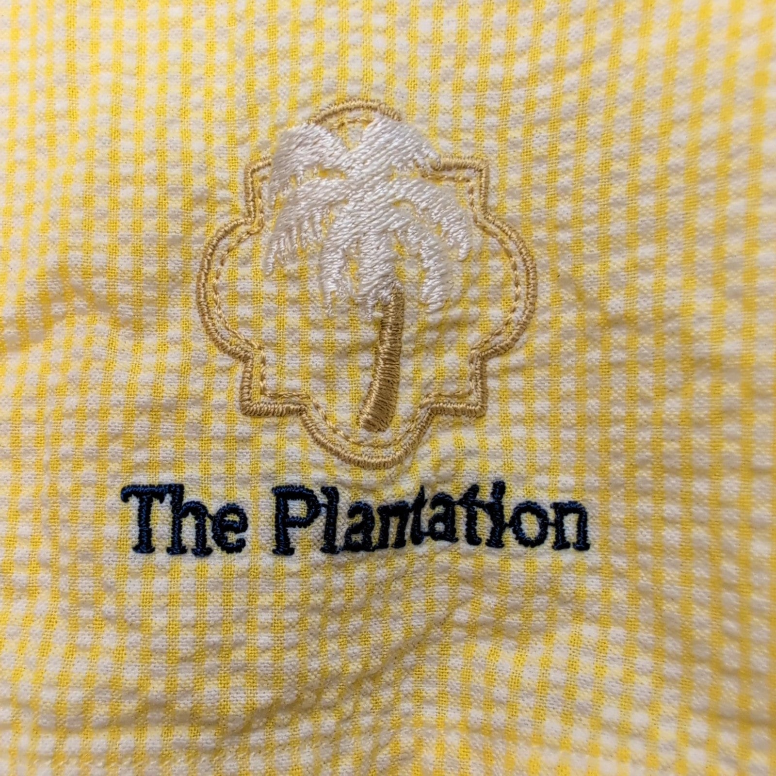 Chemise Ralph Lauren Classic Fit XL Jaune Carreaux Palmier Brodé manches courtes