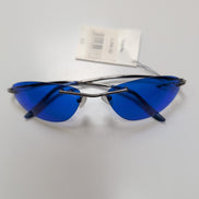 Lunettes de soleil Cyber Y2K Verres Bleus Branches Fines Métal Gris foncé brilla