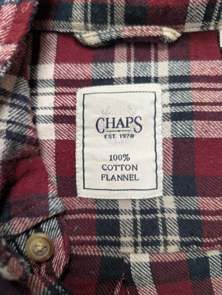 CHAPS Flanelle Bordeaux Marine XL Logo Brodé EE VINTAGE 100% Coton | 319S