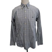 Chemise Ralph Lauren L Bleue Verte Carreaux Logo Vert Manches Longues