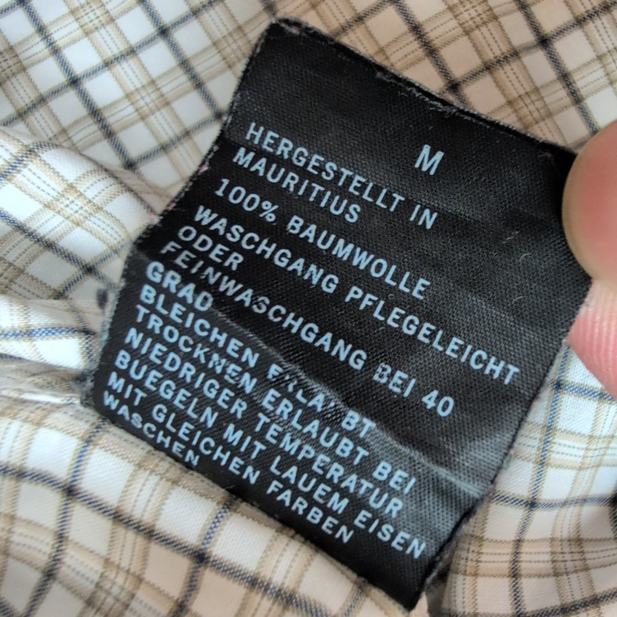 Chemise Nautica M Crème à Carreaux 100% Coton Manches Courtes