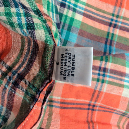 Chemise Ralph Lauren M Carreaux Orange Vert Coton Button Down Neuve Étiquette