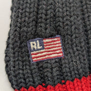 Écharpe Polo Ralph Lauren Vintage 100% Coton Drapeau Américain Noir Rouge 2m