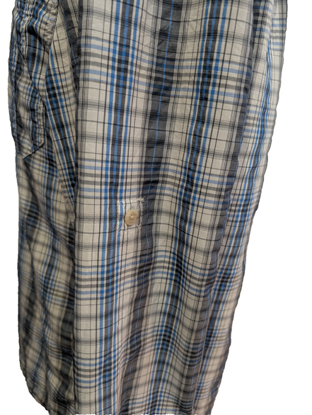 CHEMISE NYLON TECHNIQUE L.L. BEAN M (M) CARREAUX BLEU BLANC TREK
